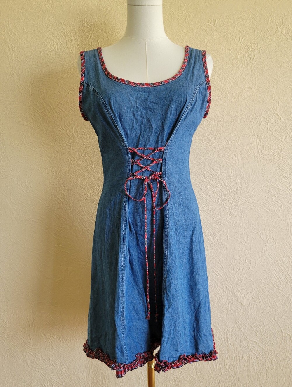 Switch USA | 90s Vintage Denim & Plaid Dress